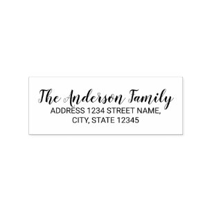 Elegant Family Name Return Address Rubber Stamp