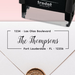 Elegant Family Name Script Return Address Self-inking Stamp
