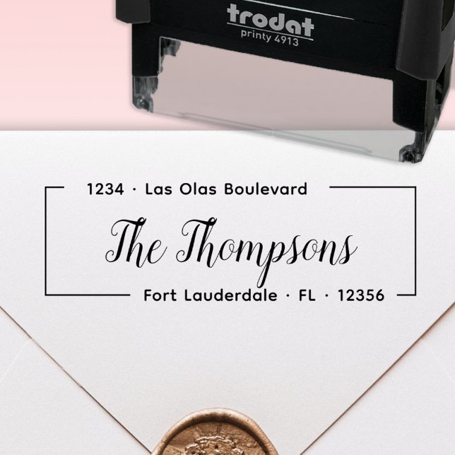 Elegant Family Name Script Return Address Self-inking Stamp (Creator Uploaded)