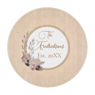 Elegant Family Name Watercolor Floral    Cutting Board