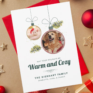Elegant Family Pet Photos Christmas Holiday Card