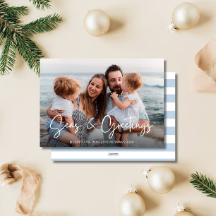 Elegant Family Photo Beach Christmas Holiday Card