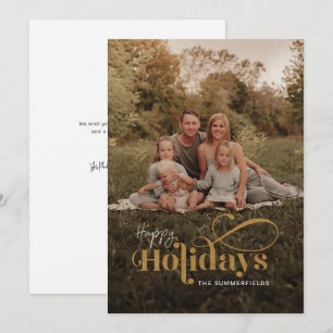 Elegant Family Photo Christmas Calligraphy Holiday Card