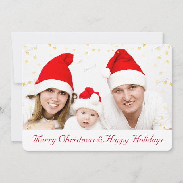Elegant Family Photo Christmas Greetings Cards (Front)