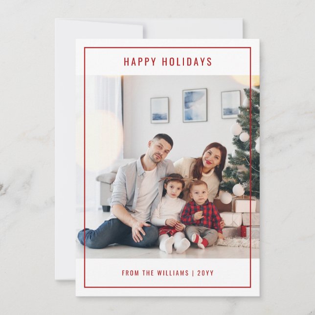 Elegant Family Photo Christmas Happy Holiday Card (Front)