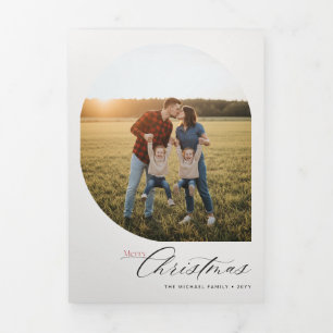 Elegant Family Photo Collage Merry Christmas Tri-Fold Invitation