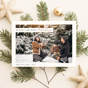 Elegant Family Photo Happy Holiday Christmas Card