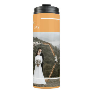 Elegant Family Photo & Happy Thanksgiving Day Thermal Tumbler