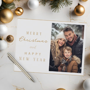Elegant Family Photo Merry Christmas New Year Postcard