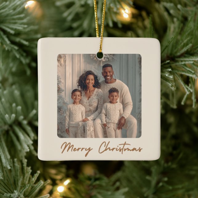 Elegant Family Photo Merry Christmas Ornament  (Tree)
