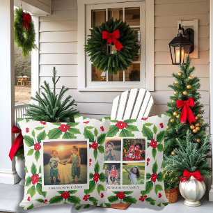 Elegant family photos personalised christmas cushion