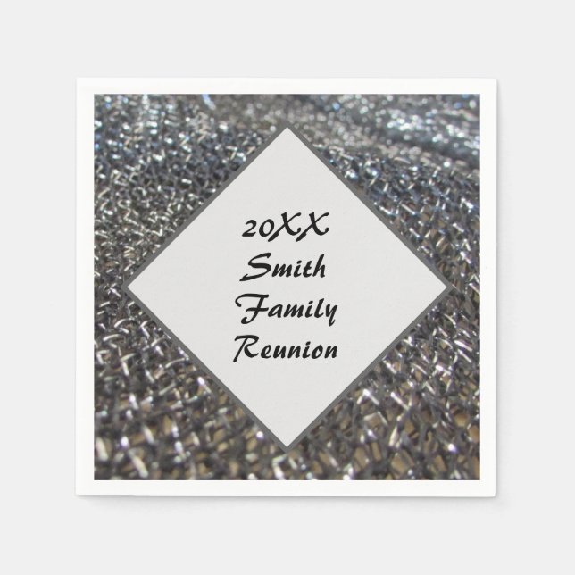 Elegant Family Reunion Black White Annual Dinner Napkin (Front)