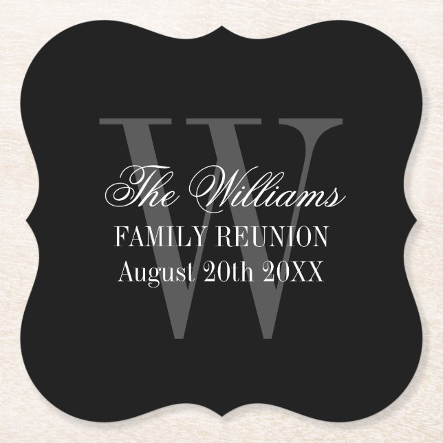 Elegant family reunion party gathering custom paper coaster (Front)