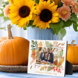Elegant Family Thanksgiving Fall Leaves Photo Plaque<br><div class="desc">This beautiful Thanksgiving family photo plaque features your favourite fall photograph surrounded by gorgeous watercolor autumn leaves. Personalise these picture gift with your fall blessings or holiday message in orange under the autumnal design.</div>