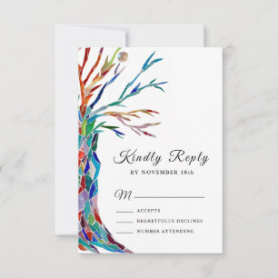 Elegant Family Tree  Baptism Christening RSVP  Card