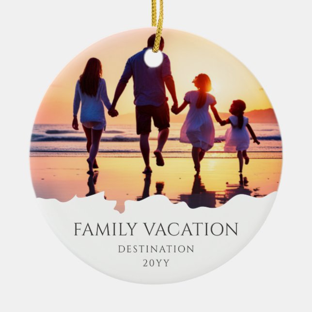 Elegant Family Vacation | Family Trip Photo Ceramic Tree Decoration (Front)