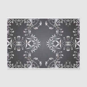 Elegant Fancy Black And Silver Baroque Ornate Tissue Paper