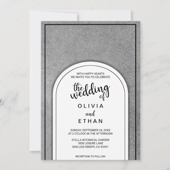 Elegant fancy black and white Wedding Invitation (Front)