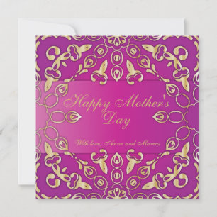 Elegant Fancy Gold and Magenta Happy Mother's Day Card