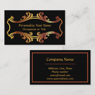 Elegant Fancy Gold Black Ornamental Design  Business Card