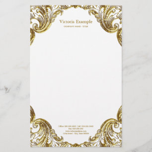 Elegant Fancy Gold Swirl Stationery