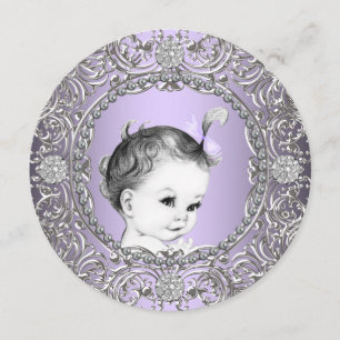 Elegant Fancy Purple and Silver Baby Girl Shower Invitation