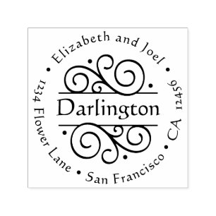 Elegant Fancy Round Classic Wedding Return Address Self-inking Stamp