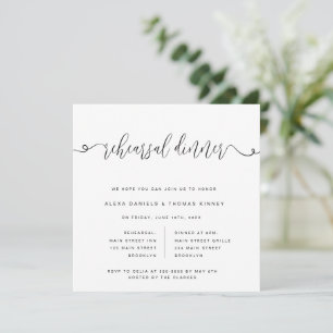 Elegant fancy script rehearsal dinner invitation