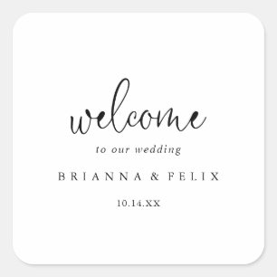 Elegant Fancy Script Wedding Welcome  Square Sticker