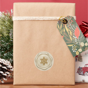 Elegant Fancy Snowflake Christmas Faux Gold Classic Round Sticker