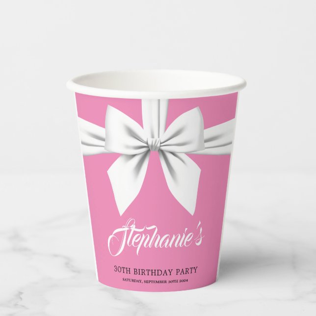 Elegant Fancy Tiffany Birthday Tableware Pink Paper Cups (Front)