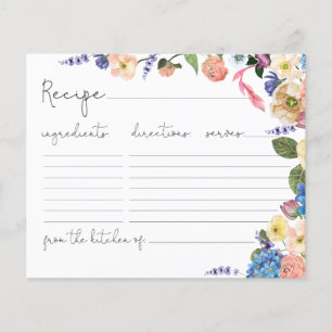Elegant Fantastic Floral Bridal Shower Recipe Card