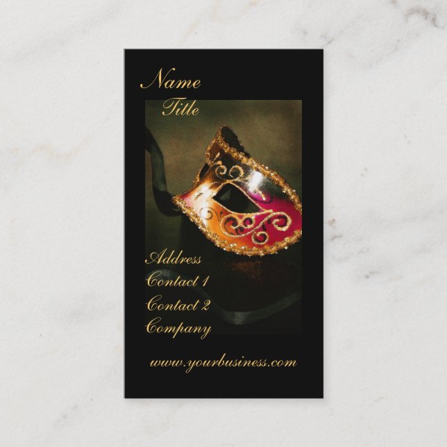Elegant Fantasy Masquerade Mask Business Card (Front)