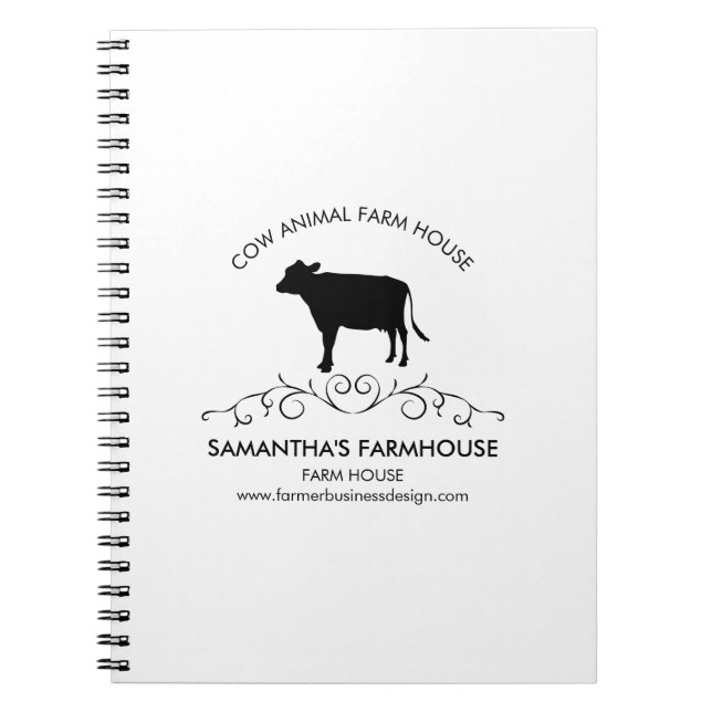 Elegant Farm Cow Silhouette Notebook (Front)