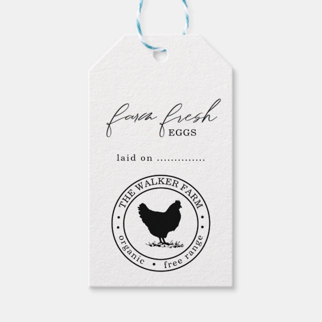 Elegant Farm Fresh Egg Carton Tag (Front)