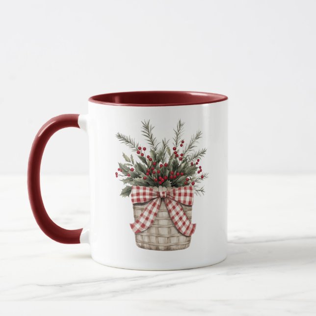 Elegant Farmhouse Country Christmas Personalised Mug (Left)