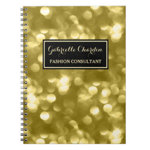 Elegant Fashion Consultant Glamourous Gold Bokeh Notebook