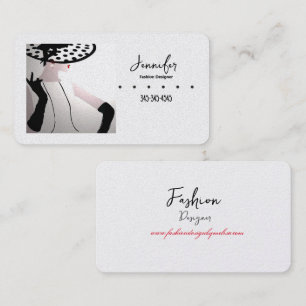 Elegant Fashion Designer Polka Dot Hat Business Card