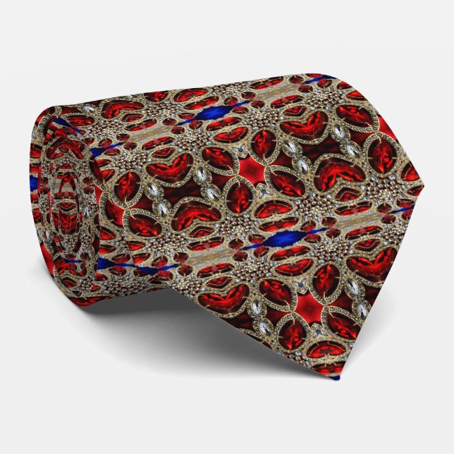 elegant fashion stylish gold ruby red burgundy  tie (Rolled)