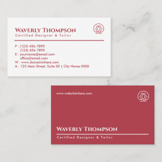 Elegant Fashion Tailor Designer Red Pink White  Business Card