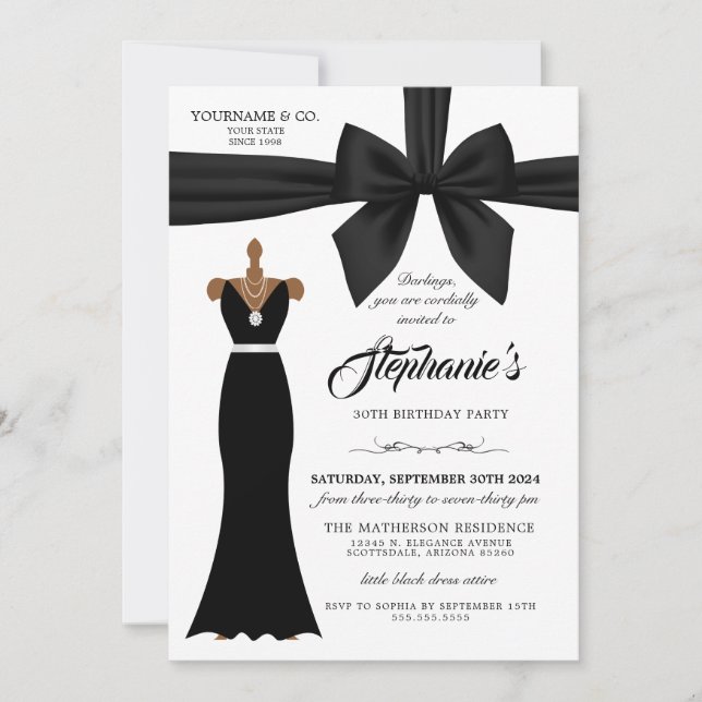 Elegant Fashion Tiffany Birthday Invitation Black (Front)