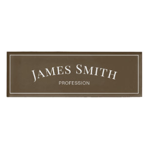 Elegant Fashionable Carafe Brown Minimalist Trendy Name Tag