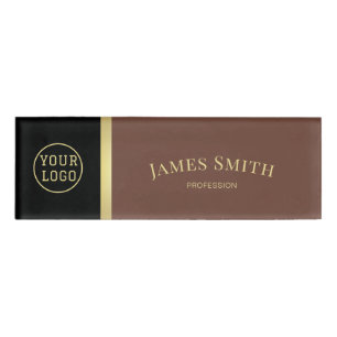 Elegant Fashionable Chocolate Brown: Add Your Logo Name Tag