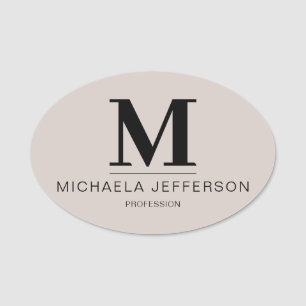 Elegant Fashionable Sand Grey: Modern & Minimalist Name Tag