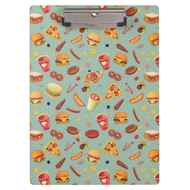 Elegant Fast Food Pattern Clipboard (Front)