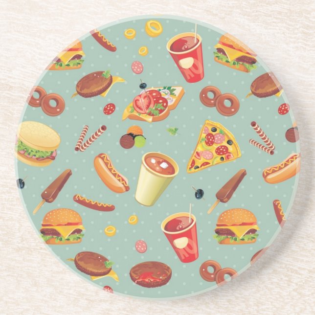 Elegant Fast Food Pattern Coaster (Front)