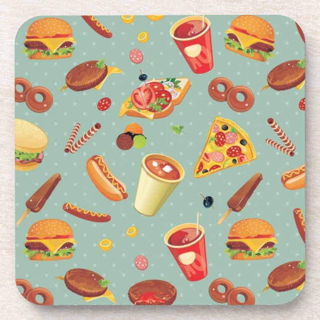 Elegant Fast Food Pattern Coaster (Front)