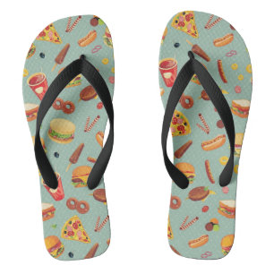 Elegant Fast Food Pattern Flip Flops