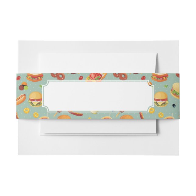 Elegant Fast Food Pattern Invitation Belly Band (Front Example)
