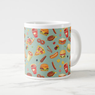 Elegant Fast Food Pattern Large Coffee Mug